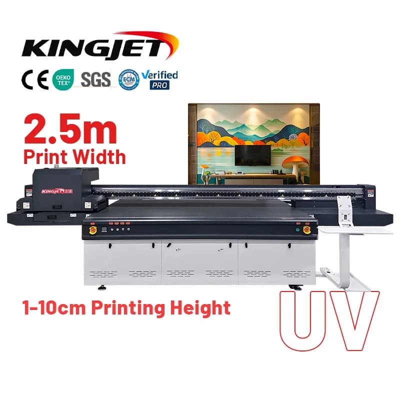 UV Printer Kingjet 250*130CM 4-9 Ricoh GEN5/GEN6 heads for 3D background wall Integrated ceiling cup bottles Ceramic tiles
