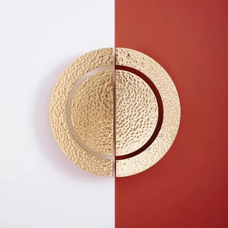 Maniglia Dorata Semicircolare per Mobili, Cassetti, Armadietti Vino, Armadi da Camera, in Ottone Massiccio Martellato Stile Nordico