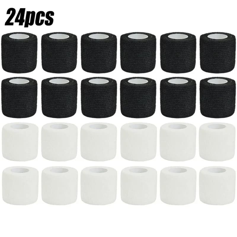 6/12/24 pezzi nero bianco sport autoadesivo fasciatura elastica nastro avvolgente elastoplast per cuscinetti di supporto del ginocchio palmo della caviglia del dito