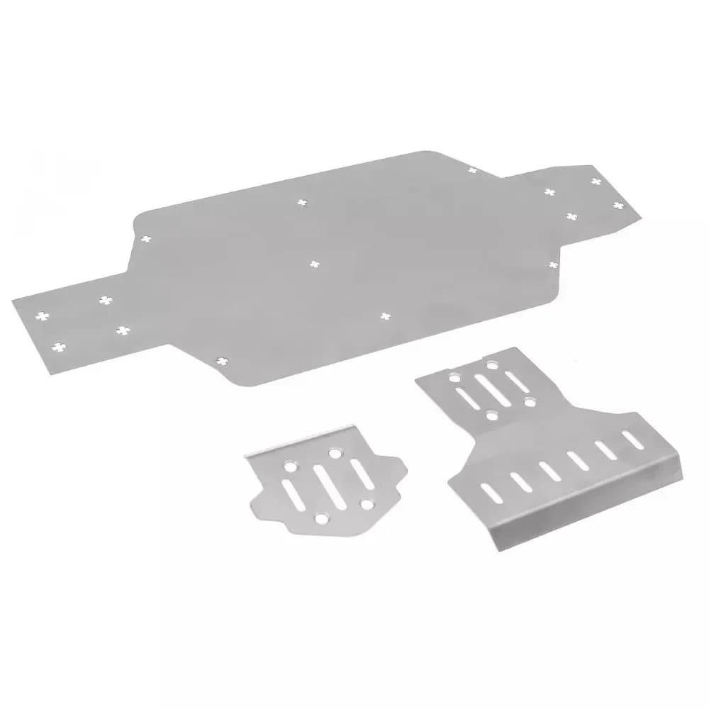 Ricambi per Auto RC MJX 7303 1/7, Piastra di Protezione Anteriore e Posteriore per Auto da Rally, Armatura Metallica di Protezione Inferiore, Armatura del Telaio 7303