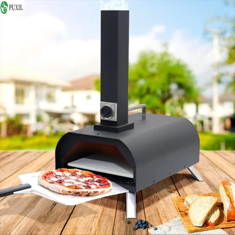 Fornello per pizza rotante portatile con pietre per pizza e patatine di legno, griglia per pizza pieghevole da esterno