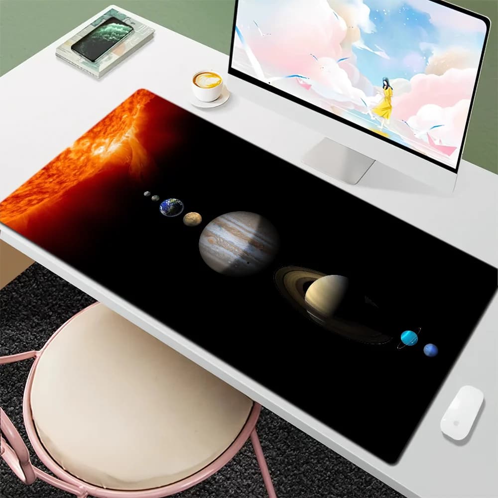Space Digital Solar System Universe Mouse Pad Desk Mat Large Non-slip Anti-fray Keyboard Ergonomic Office Rubber PC Home Custom