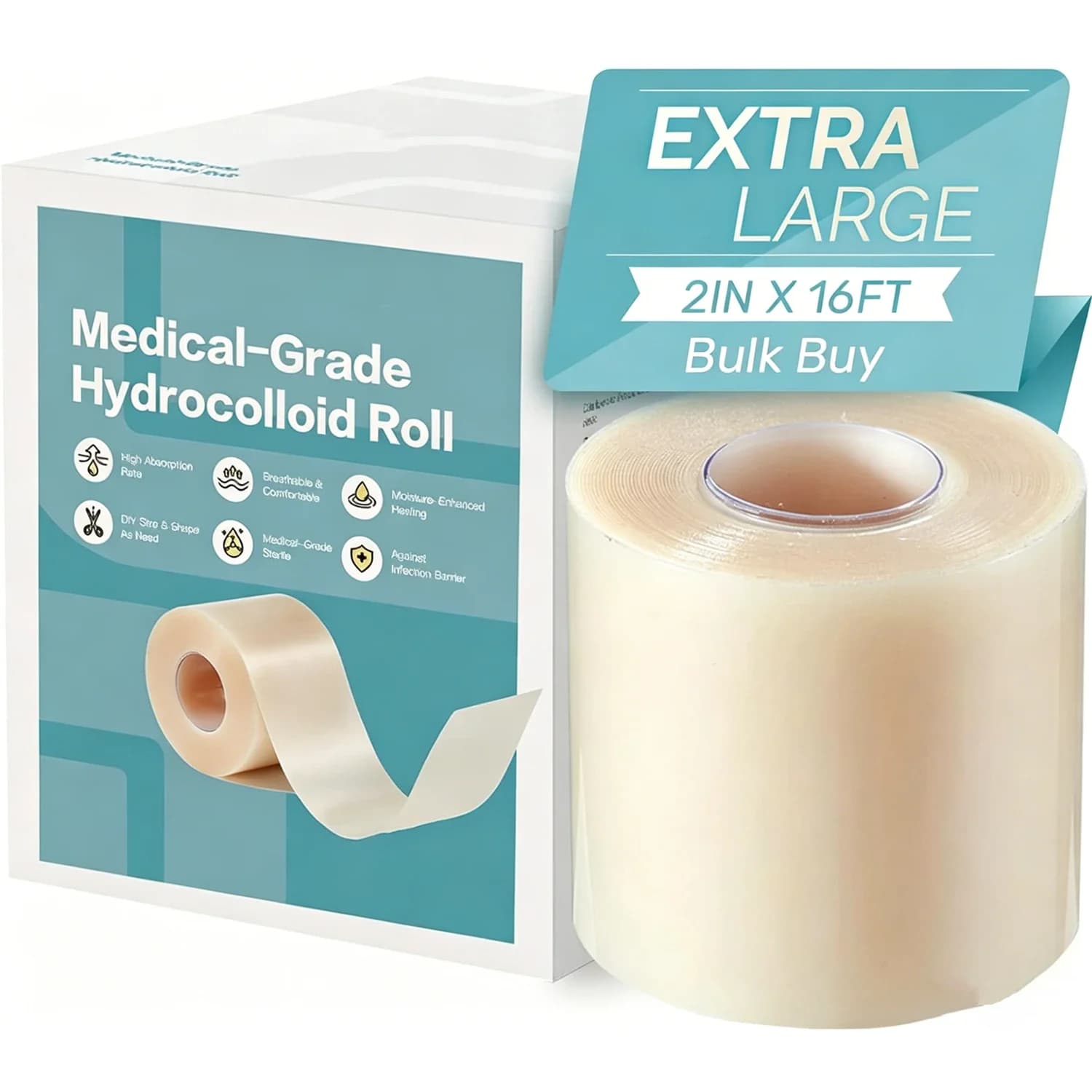 Hydrocolloid Roll for Wound Care Cut To Size Hydrocolloid Patch Bandages Self Adhesive Ultra Absorbent Waterproof First Aid Kit