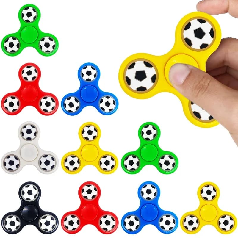 10 pz. Gadget per Feste, Fidget Spinner Antistress per Bambini e Adulti, Tema Calcio, Spinner a Tre Foglie, Regalo per Feste di Compleanno