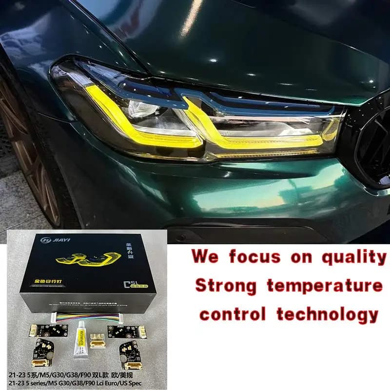 Per BMW Serie 5 G30 G38 F90 2021-2023 Faro Anteriore Stile CSL con Chip DRL, Scheda LED Gialla F90 M5, Luce Gialla CS