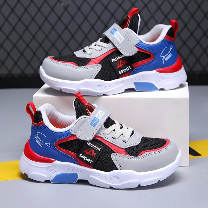 Elastic Foam Padded Kids Running Sneakers Thick Anti Slip Sole for School Gym Shopping Seaside Casual Daily Shoes