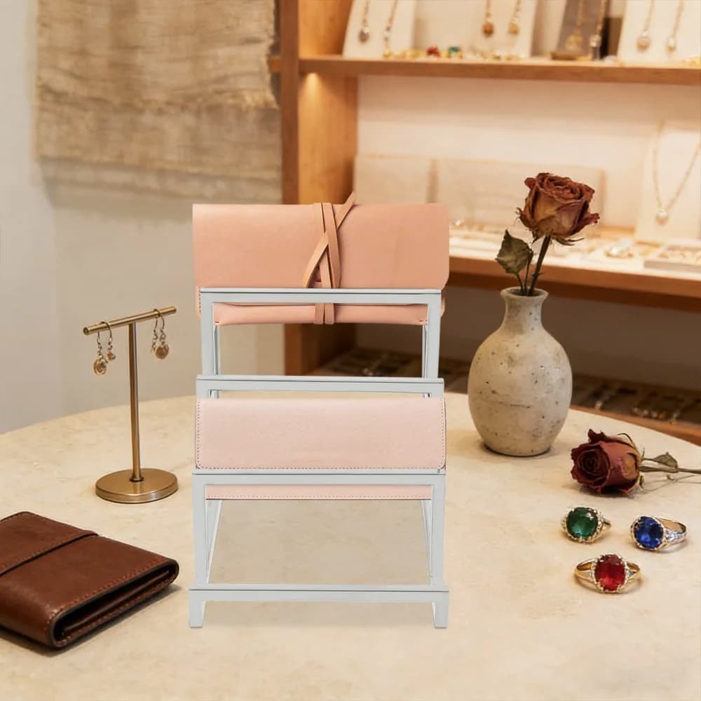 Exhibitor for 4 Level Stainless Steel Wallet Premium, 15x18x20cm, Space Saving, with Smooth Edges and Store Raised Dividers