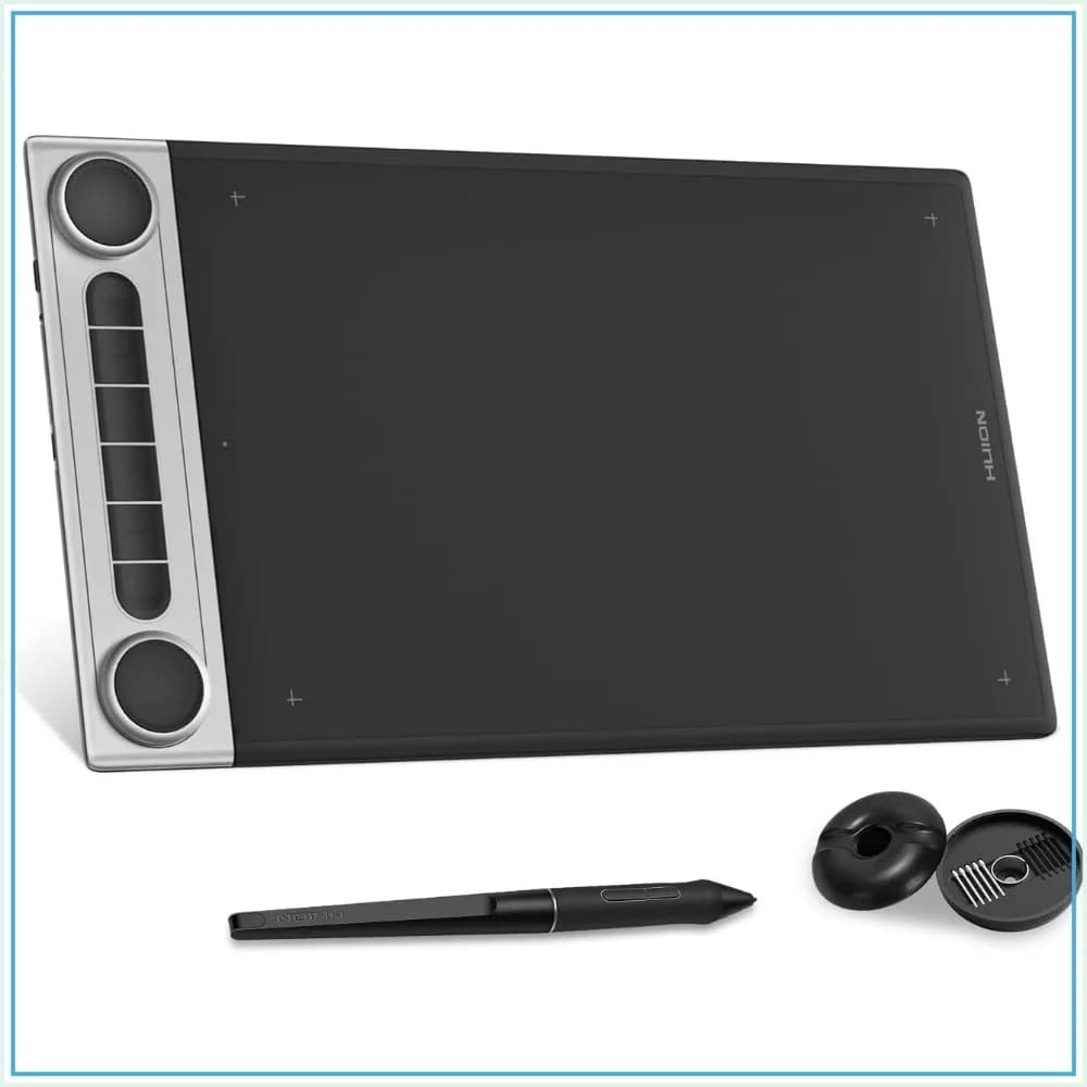 10.5x6.56in Bluetooth Graphics Drawing Tablet with Dual Dials, Battery-Free Stylus for Digital Art, Compatible with Mac/Windows/Linux/Android
