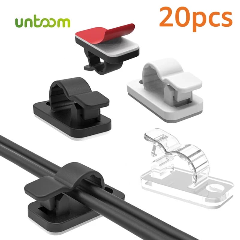 Untoom 20 pcs clip for cable organizer cable management cable support for USB charging cable reel for data line wall hook
