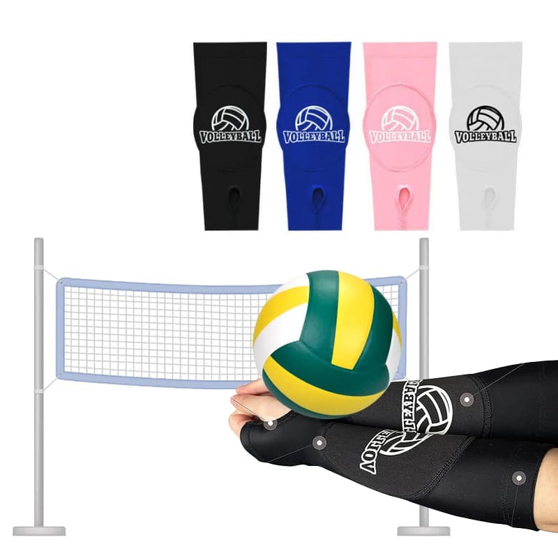1 paio di maniche da pallavolo per bambini/adulti, maniche a compressione per avambraccio, cuscinetti imbottiti per braccioli da pallavolo con foro per il pollice