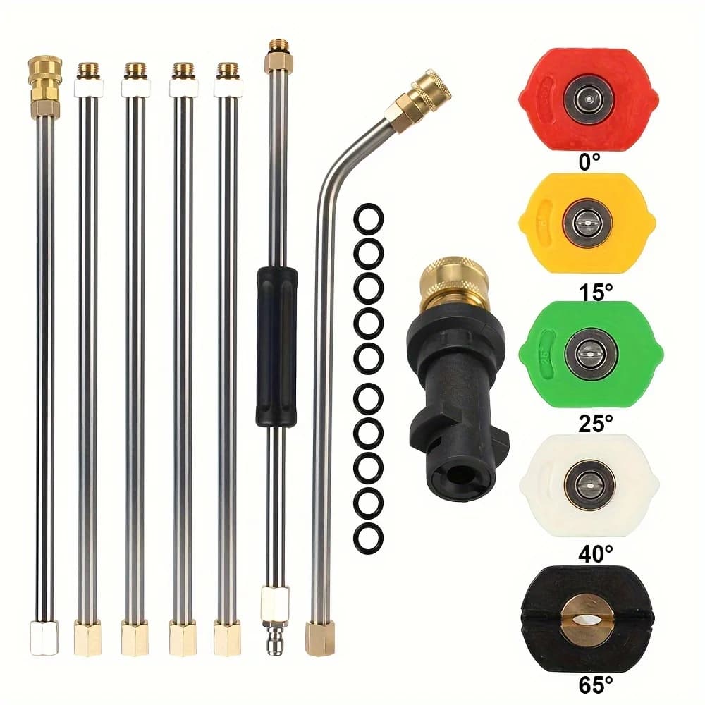 A set of high-pressure car wash water gun extension rodextension rod extension rod quick connector five-color nozzle fitting kit