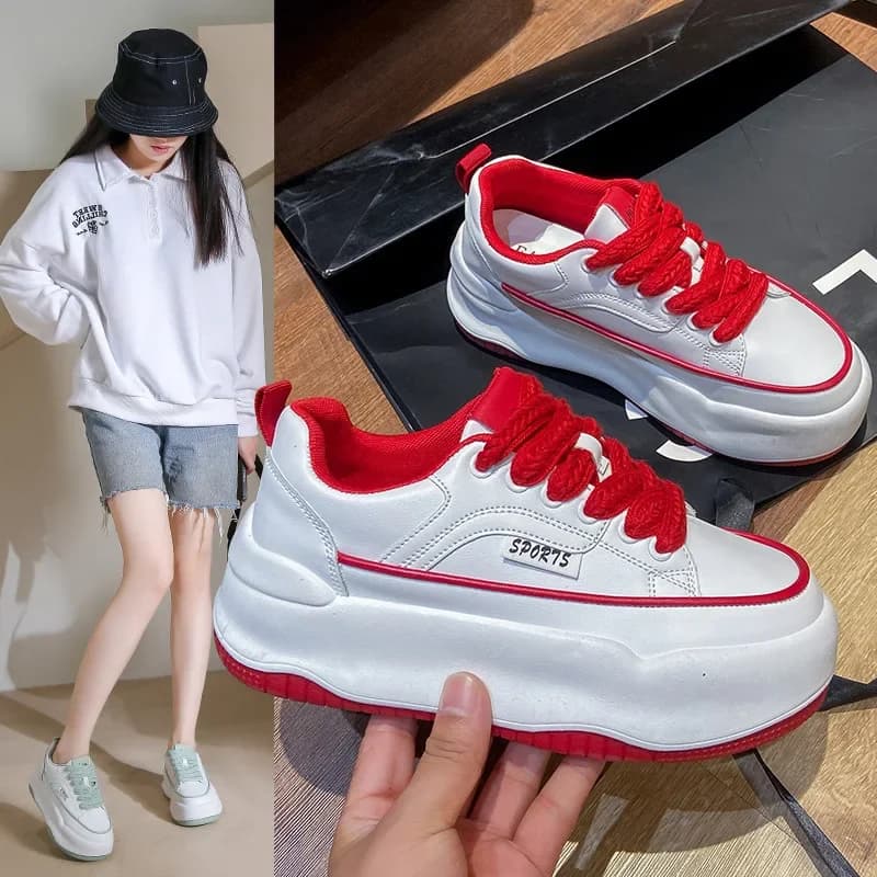 Sneakers Chunky bianche da donna scarpe sportive con plateau da donna scarpe da ginnastica da corsa stringate moda autunno scarpe da tavola con suola spessa da donna