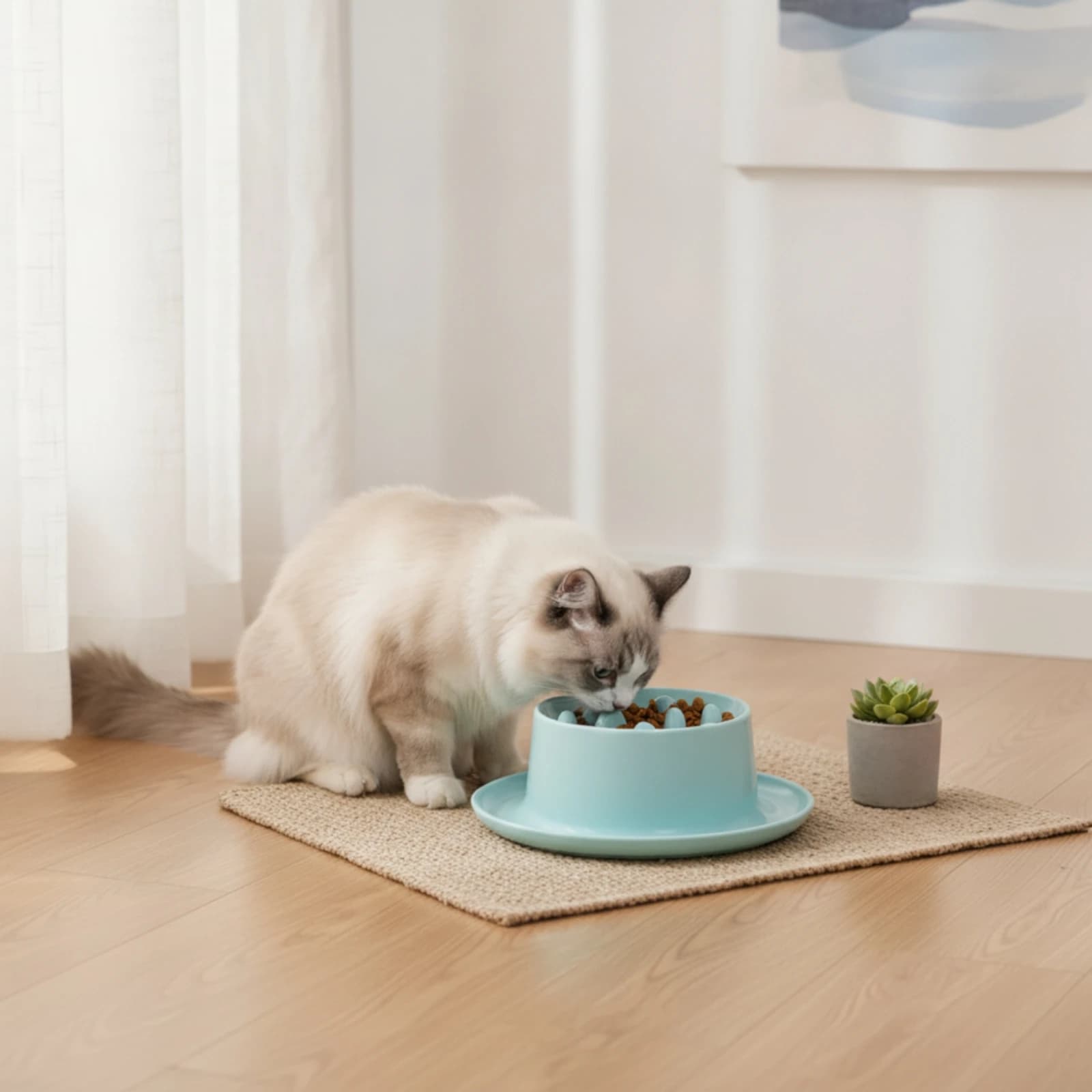 Slow Feeder Pet Bowl Easy to Clean Anti-Tip Cat Bowl Raised Maze Feeder Leak-Resistant Edge Interactive Pet Food Dish