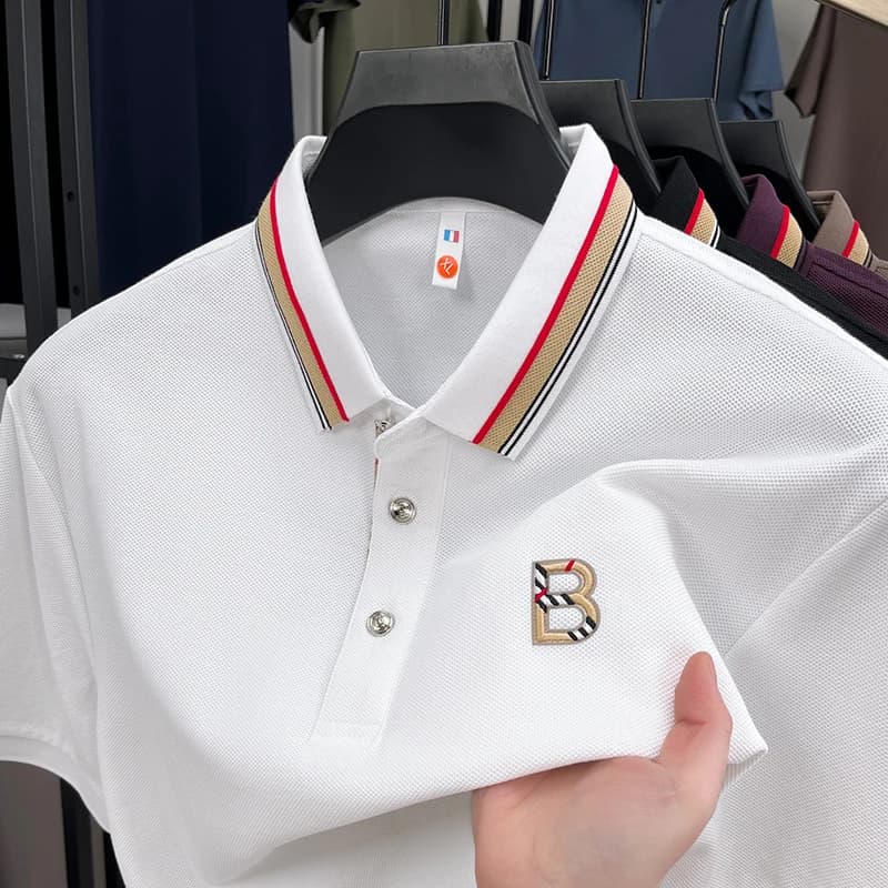 Polo da Uomo in Cotone di Lusso, Nuova Collezione Estiva, Traspirante e Comoda, Versatile per Business e Golf, Manica Corta, Raffinata con Ricamo 3D
