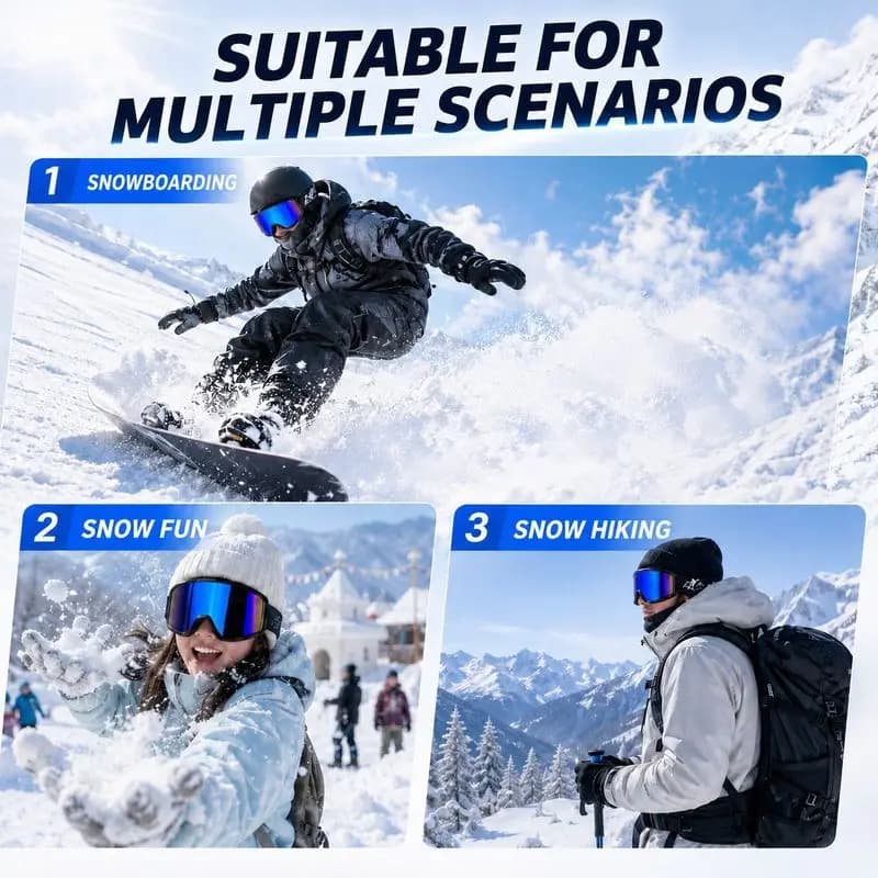 Ski , multi-frame, double-layered, anti-fog, snow , windproof goggles for cycling
