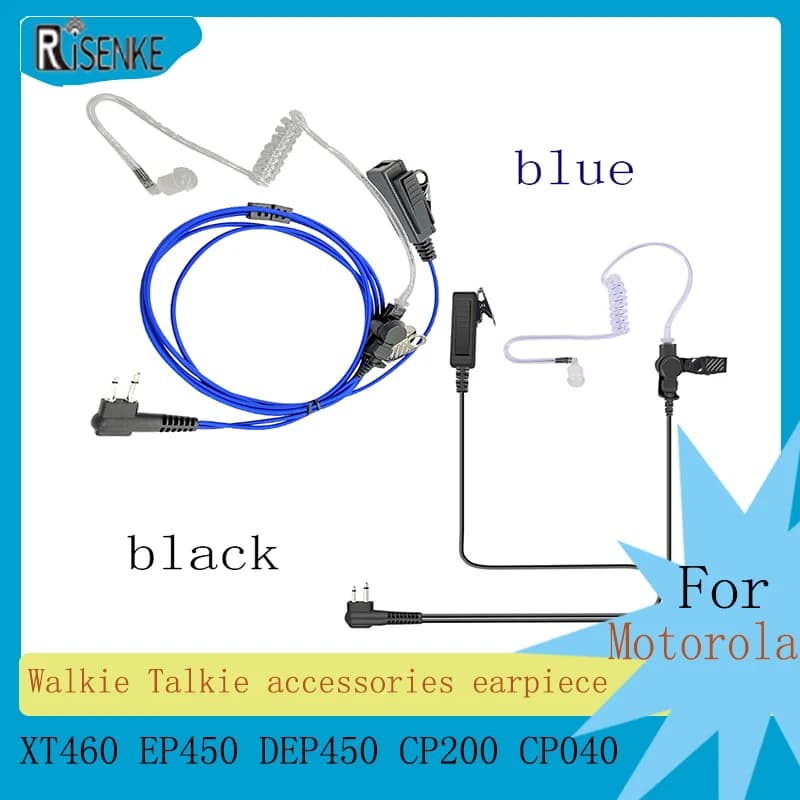 RISENKE-Auricolare per walkie-talkie, 2 pin con mic, per Motorola EP450,DEP450,XT460,CP200,CP040,CLS1110,CLS1410,DTR650,XV2100,GP2000