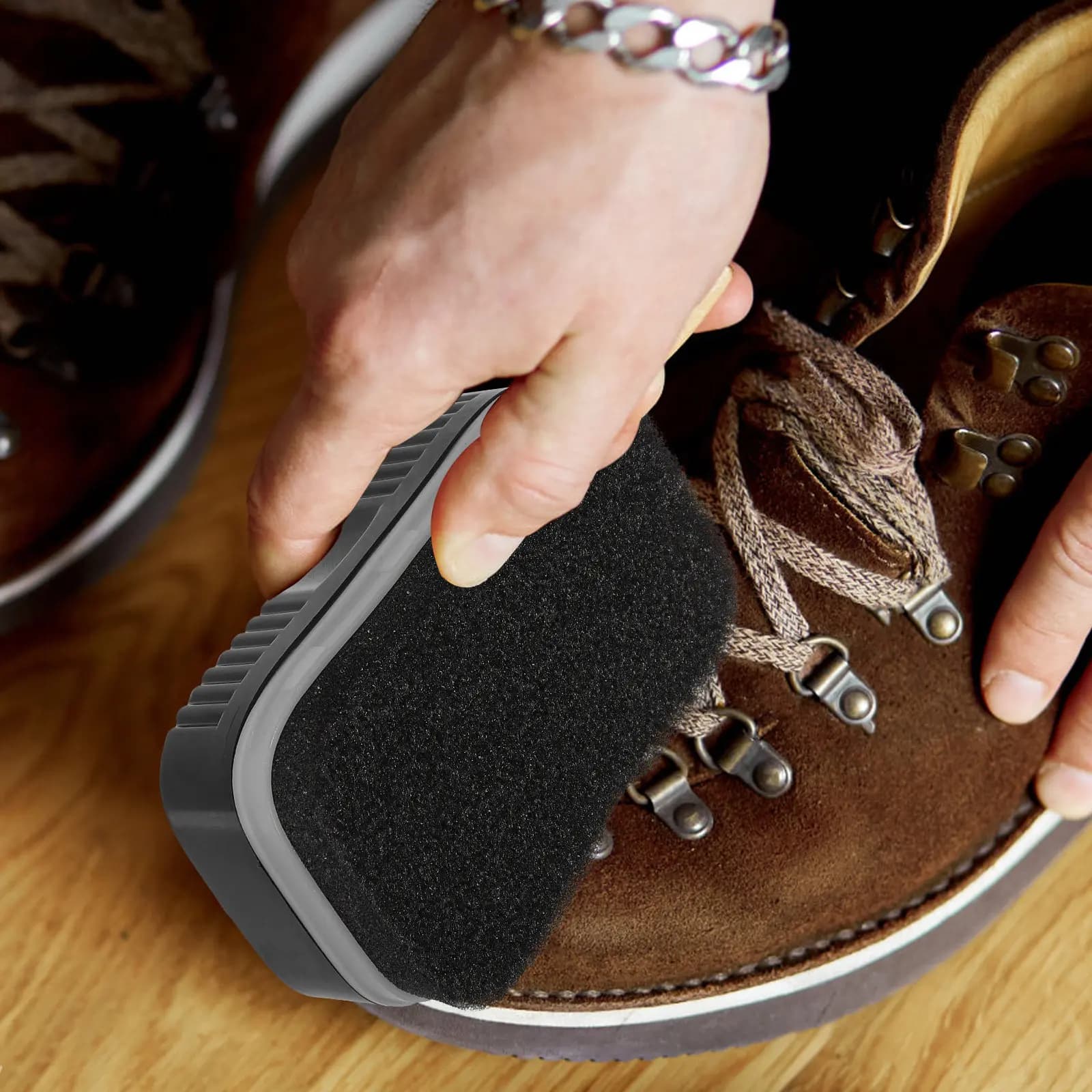 1 Paio di Spugne Lucidanti per Scarpe a Doppia Faccia con Copertura in Plastica Resistente, Leggere e Portatili, Spazzola per Pulizia e Cura delle Scarpe