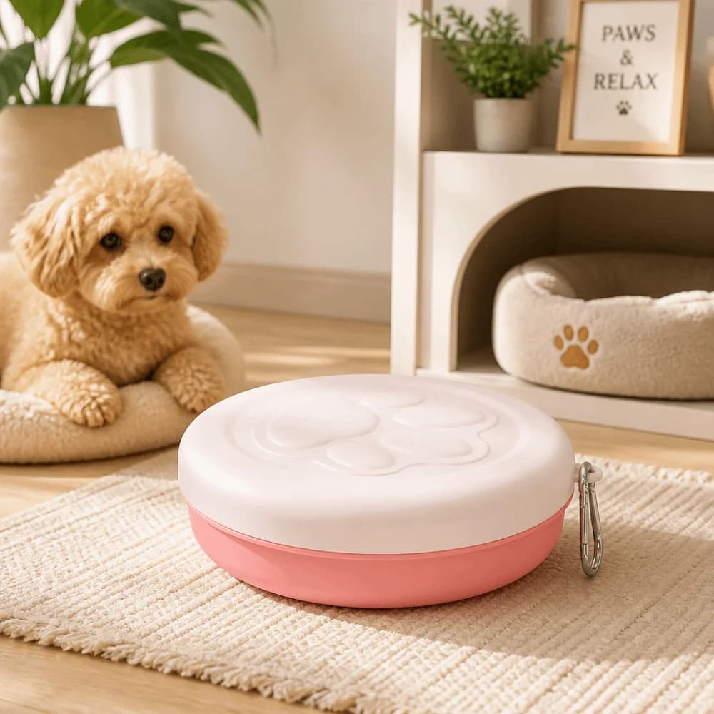 Dual-Purpose Dog Food Feeding Portable Collapsible Pet Travel Bowl With Lid Cover Leak-Proof Dog Water Dish Traveling