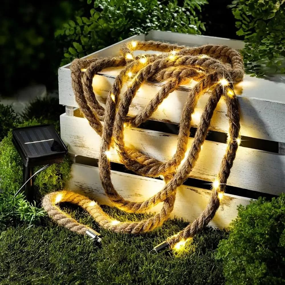 Creative Solar Powered Solar Rope Light 8 Lighting Modes LED Rope Light String Lights Indoor Decoration