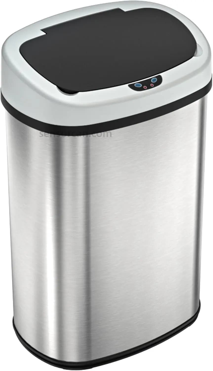 Pattumiera con sensore da 13 galloni con coperchio e filtro per odori, pattumiera automatica ovale in acciaio inossidabile per la camera da letto dell'home office