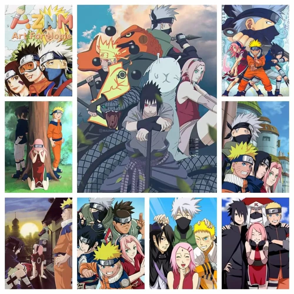 1 pz. Naruto Classe Sette Nuovo Diamond Painting a Croce, Mosaico Ricamato con Strass, Decorazione per la Casa, Regalo per Bambini, Cartone Animato Giapponese
