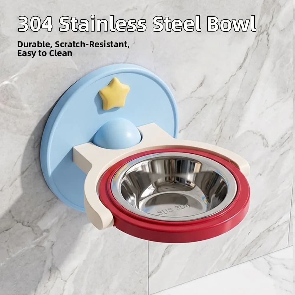 Durable Adjustable Angle Cat Bowl 304 Stainless Steel Non-Slip Water Food Bowl Multifunction Easy To Clean Pet Bowl Dog