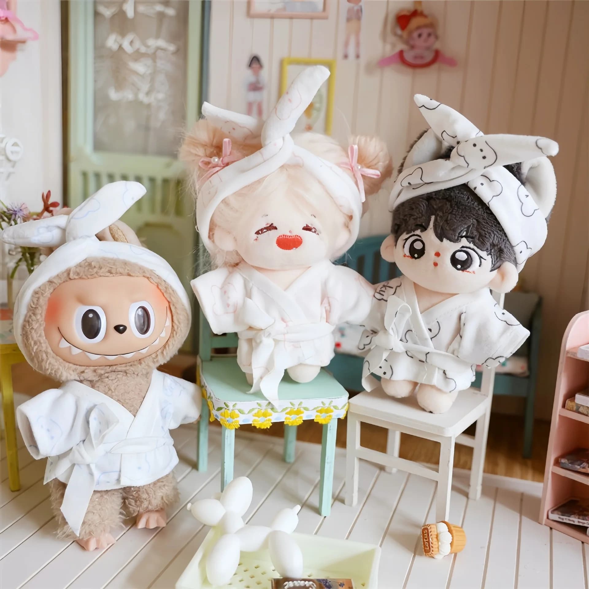 10cm dresses for dolls 17cm Labubu dresses for dolls Outfit plush 3PC bathrobe Set doll accessories that change dressing games fan toys