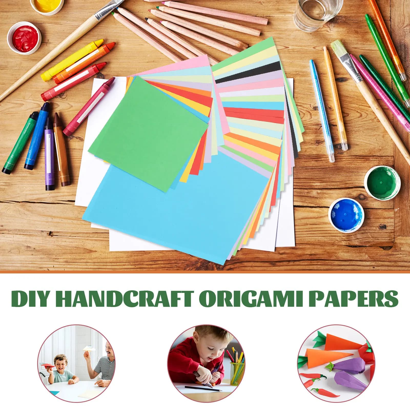 120 Sheets Bright Colorful Craft Paper for Folding Cutting Sticking DIY Origami Scrapbooking Decoupage Home Decoration