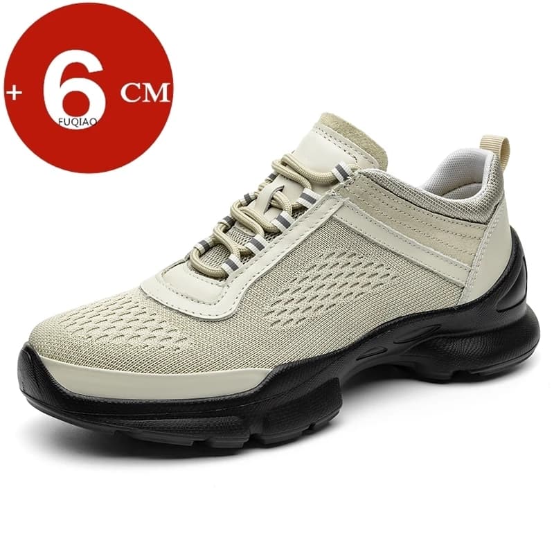 Man Big Size Height Increasing Shoes 6cm Genuine Leather Mesh Breathable Comfortable Casual Elevator Shoes For Men Lift Sneakers