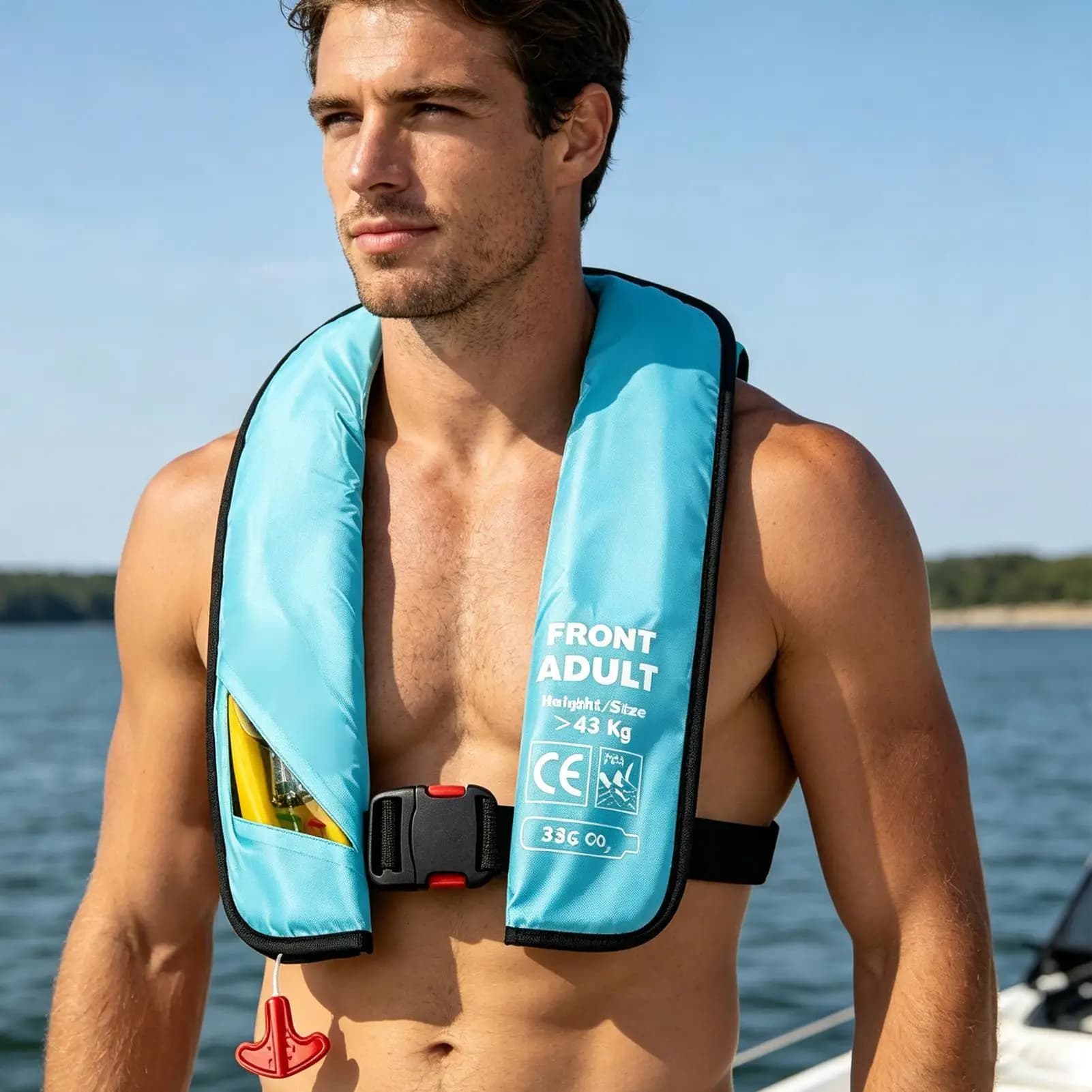 Self Inflating Life Vest Foldable Lightweight Portable With Buckle Automatic Inflatable Life Vest For Sea Fishing Rowing Sailing