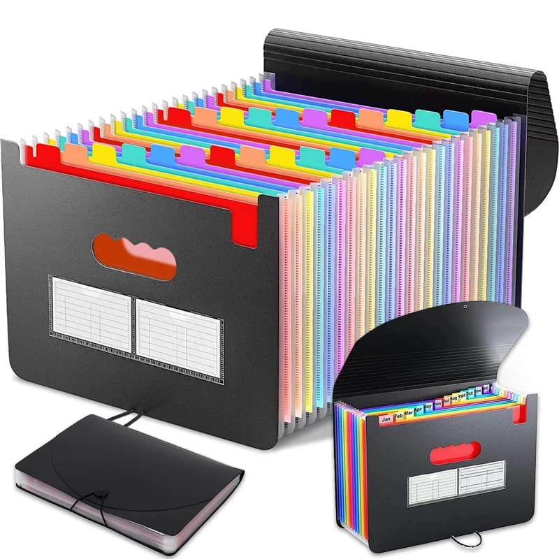 Cartella di file espandibile Organizzatore di file per fisarmonica con 13/25 tasche/Scatola di archiviazione in plastica espandibile portatile, fattura/carta per fisarmonica