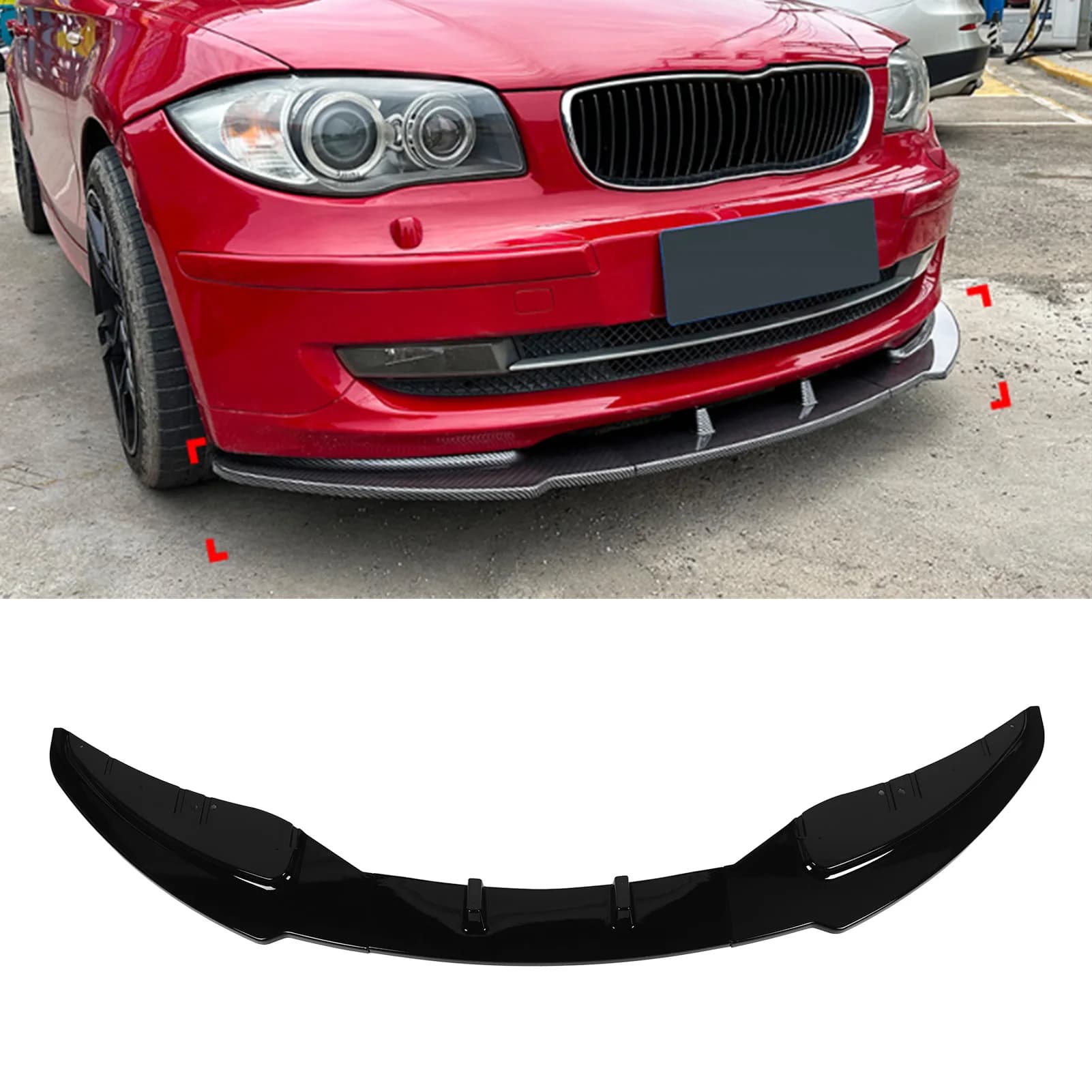 Set of 3 Spoiler Parts Auto bumper for BMW Series 1 E81 E82 E87 E88 LCI Standard Edition from 2008 to 2011
