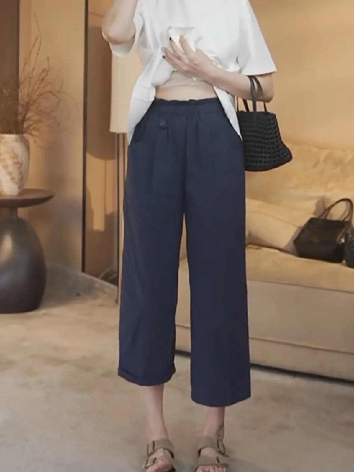 Jeans da donna a vita alta elasticizzati, casual, a gamba dritta e ampia, stile coreano, per l'estate, nuovi, per il corpo a forma di pera