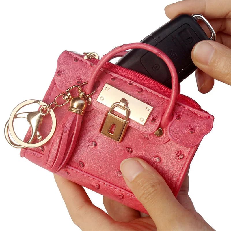 Portachiavi Multifunzione in Pelle, Portafoglio, Pochette con Cerniera, Portamonete, Custodia per Auricolari Bluetooth, Porta Carte di Credito, Mini Borsa Portaoggetti
