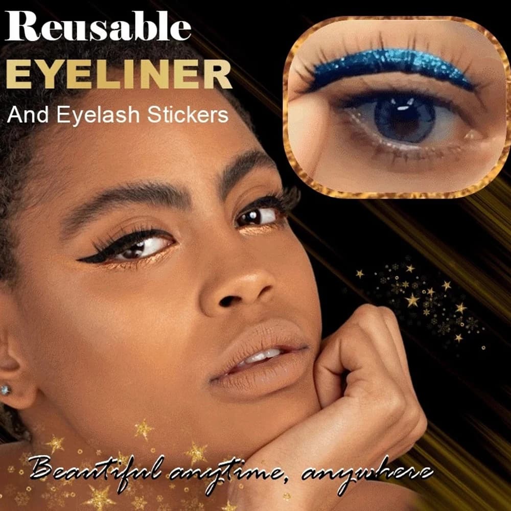 2 In 1 Eyeliner Eyelashes Set Eyeliner Sticker with Eyelashes Reusable Eyeliner and False Eyelashes Self Adhesive Eyeliner