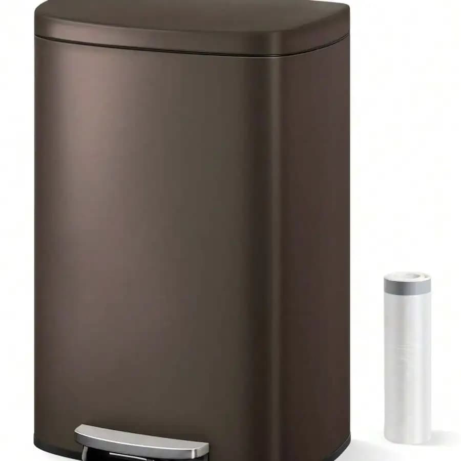 Stainless Steel Trash Can With Lid 13 Gallon Foot Pedal Soft Close Recycling Bin For Kitchen Office