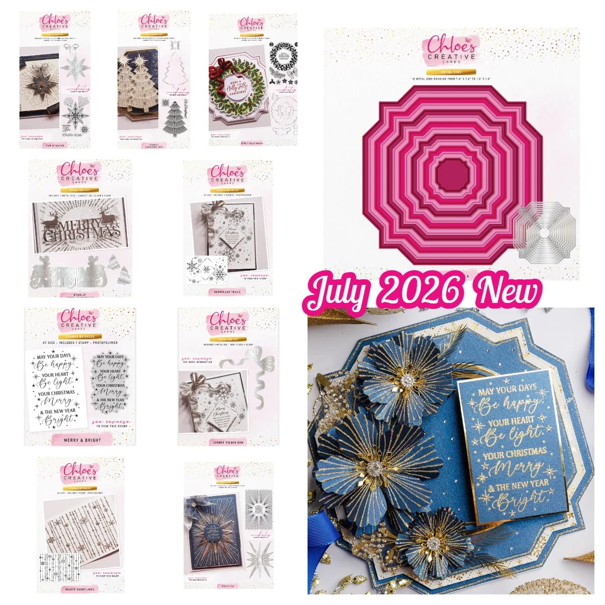 July 2026 New Chloes Majestic Flower Falling Leaves 8x8 Pearly Squares Metal Cutting Dies Stamp for DIY Scrapbook Handmade Diary