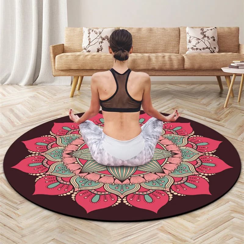 140 cm fitness mat, yoga mat for circular meditation, flat support, inverted jump rope, shock absorption, mini silent mat and small