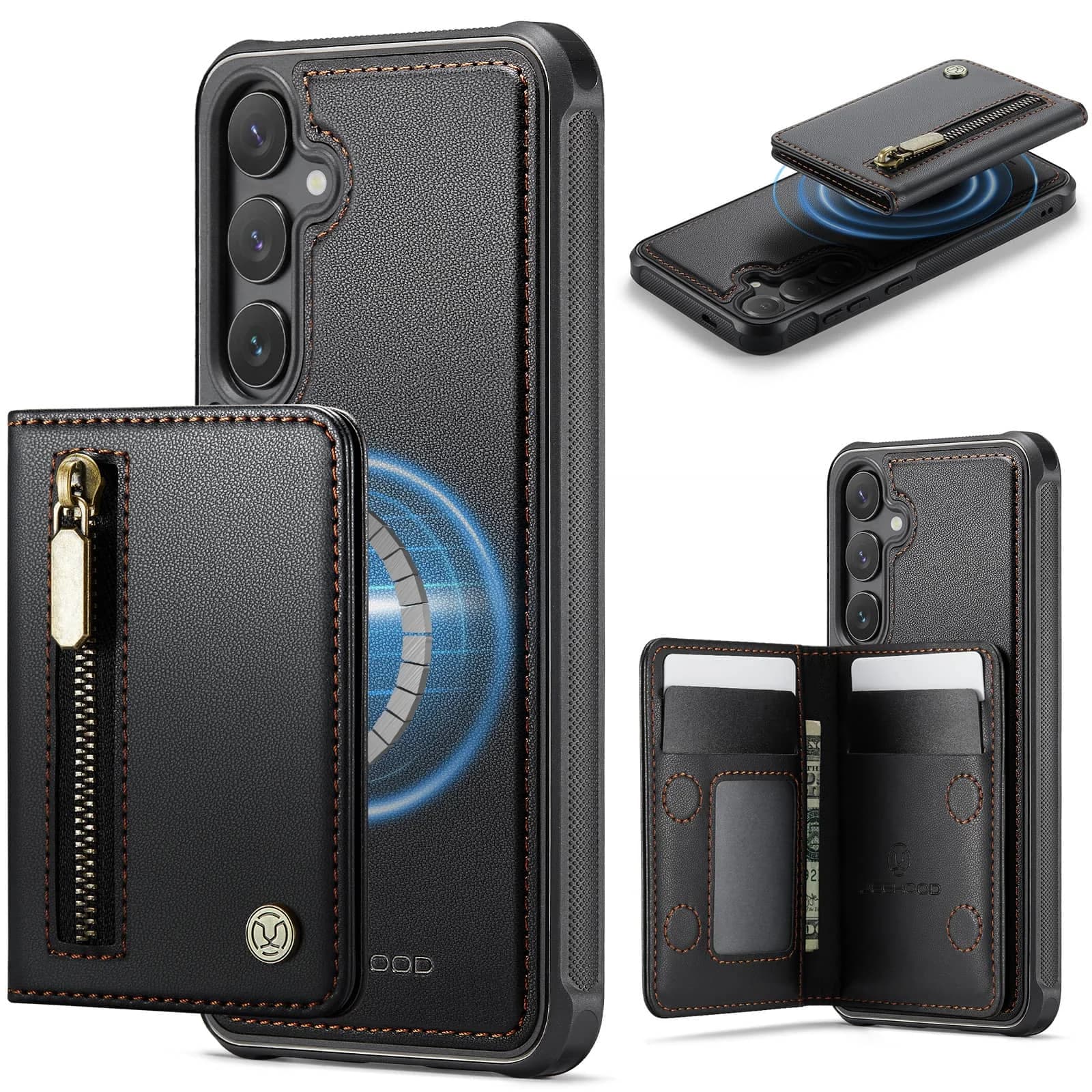 Custodia per Samsung Galaxy S25 Edge S25 FE S24 S23 S22 S21 S20 Ultra Custodia a portafoglio, porta carte con blocco RFID magnetico staccabile