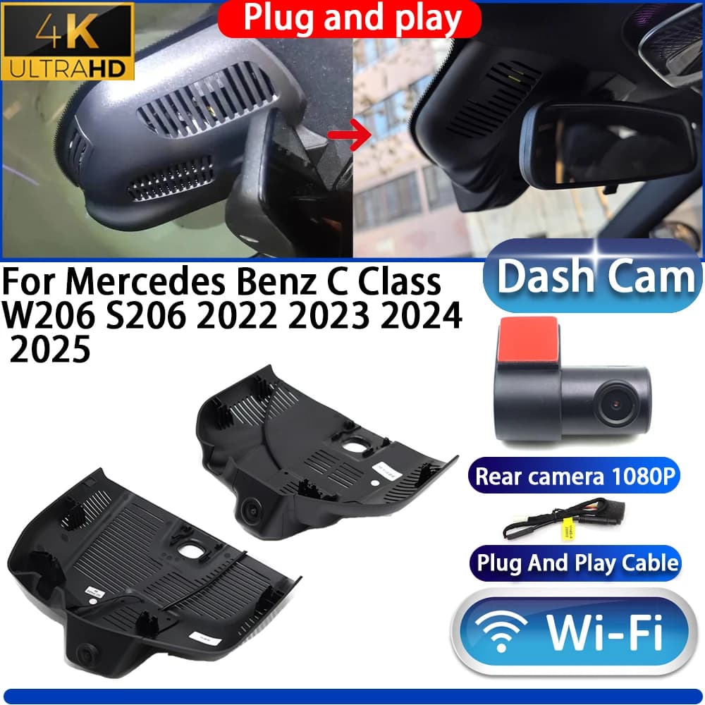 HighCity For Mercedes Benz C Class W206 S206 2022 2023 2024 2025 Dash Cam Camera DVR 4K UHD 2160P Plug And Play Video Recorder