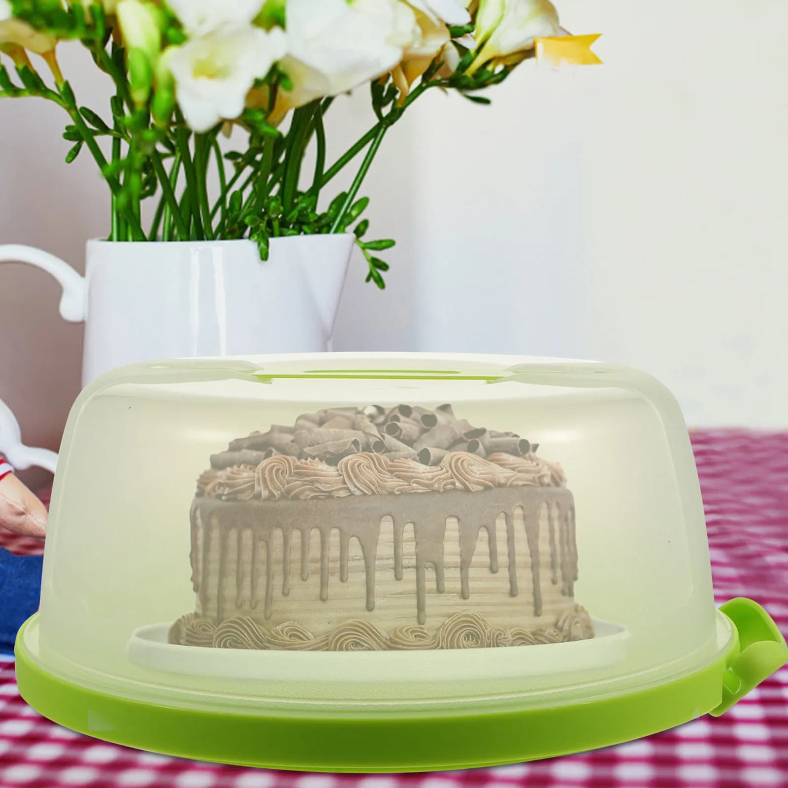 1Pcs Transparent Plastic Cake Carrier Box 8 Inch Round Cake Container Portable Locking Clear Holder for Birthday Party Baby