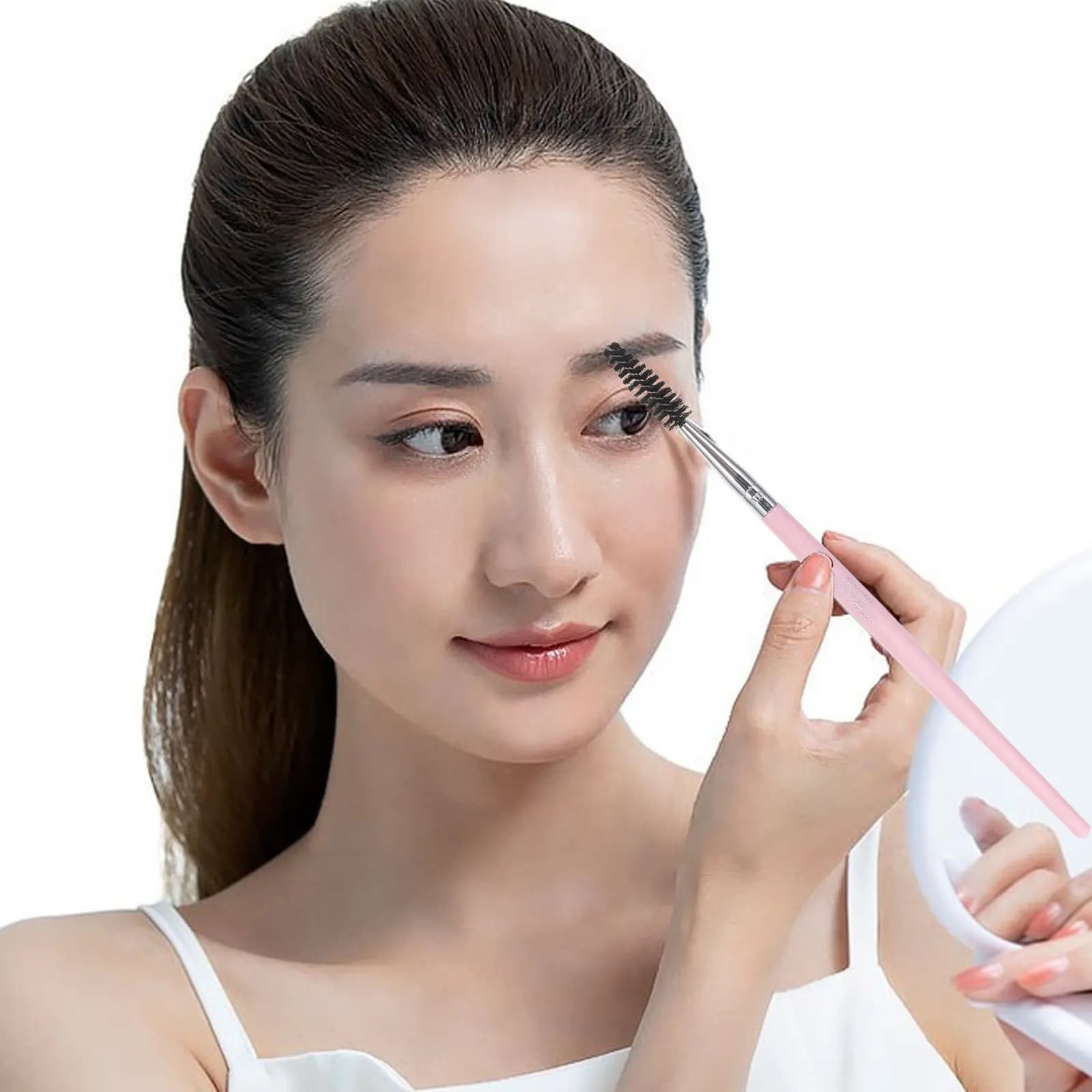 Spazzola Multifunzionale per Sopracciglia e Ciglia, Pettine a Spirale per Separazione Ciglia, Applicazione Mascara, Olio di Ricino, Leggera e Flessibile