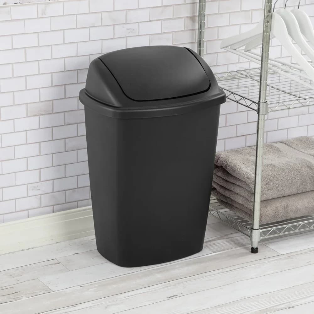 Cestino per Rifiuti con Coperchio Basculante da 7,5 Galloni, in Plastica, per Interni, Cucina, Ufficio, Facile da Pulire, Superficie Testurizzata, Senza BPA