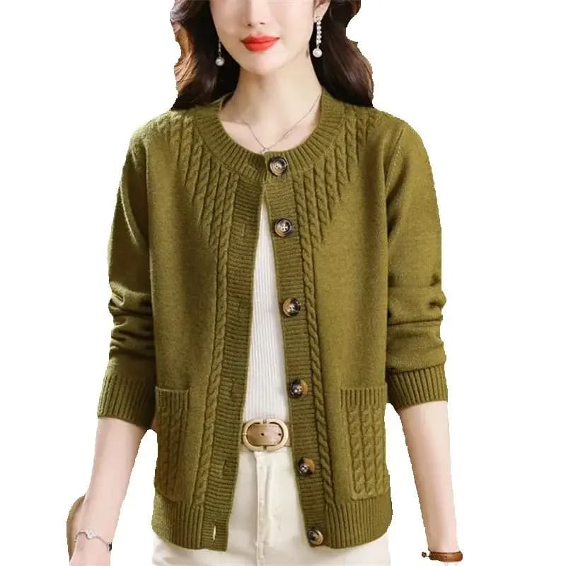 Sweater Cardigan Women Clothing 2026 Autumn Winter Jacket New O Neck Long Sleeves Loose Knit Sweater Versatile Female Tops Coat