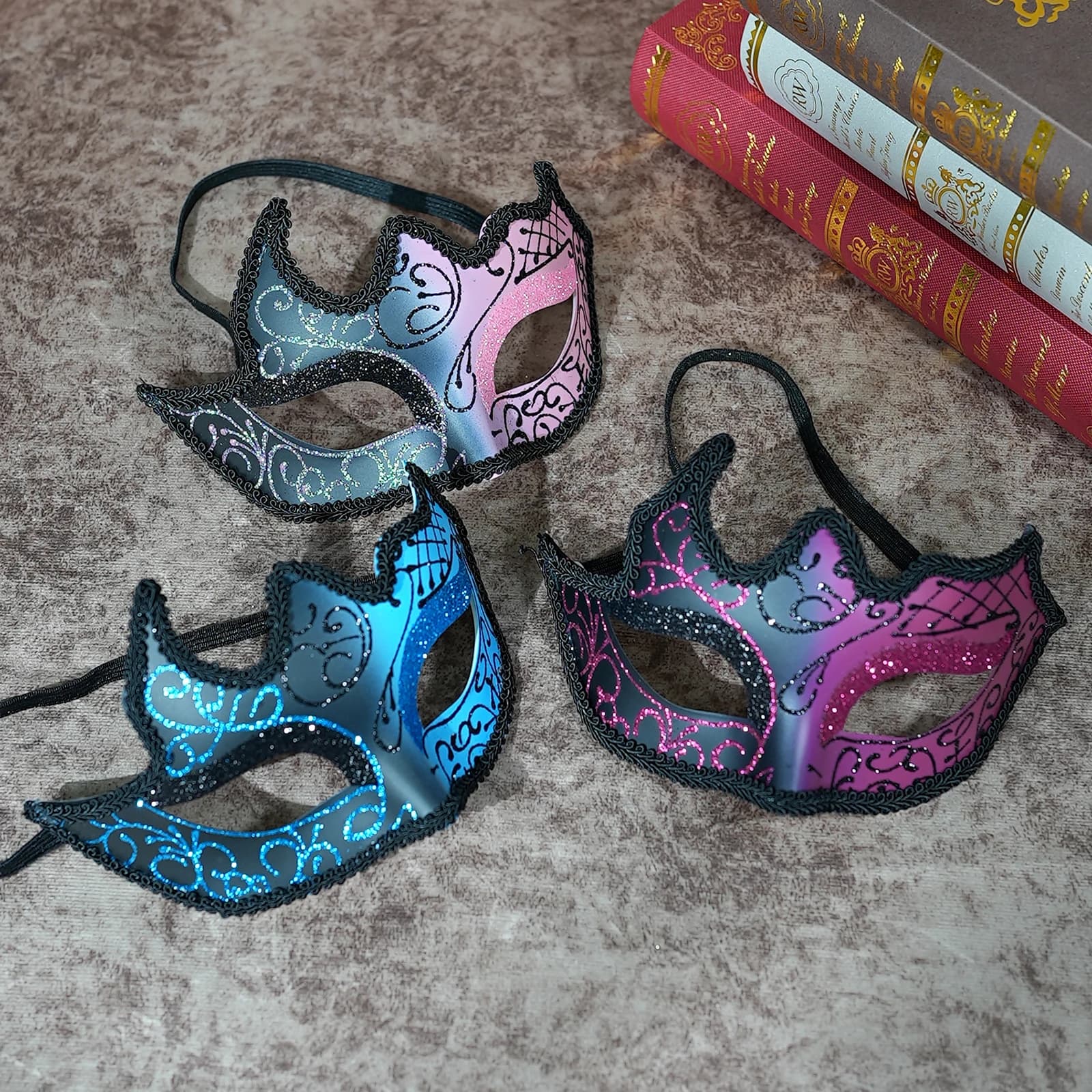 Maschera Veneziana Mezza Faccia, Maschera Lucida per Mascherata, Maschera di Carnevale, Perfetta Maschera Decorativa per Giochi di Ruolo