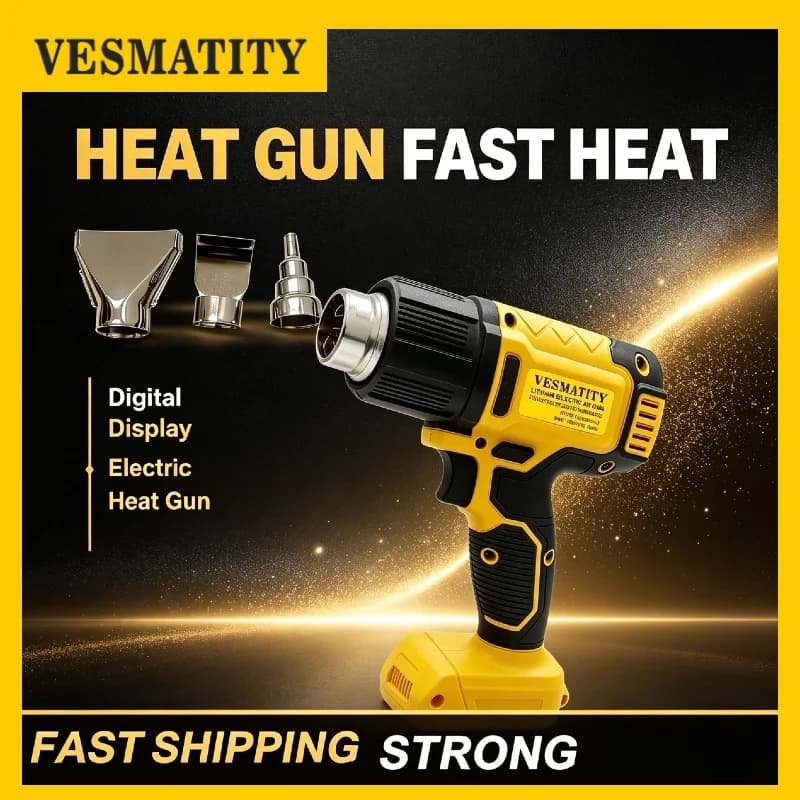 VESMATITY Cordless Industrial Heat Gun Tool Only Electric Hot Air Blower Shrink Wrapping Thermal Tool for DeWALT Battery