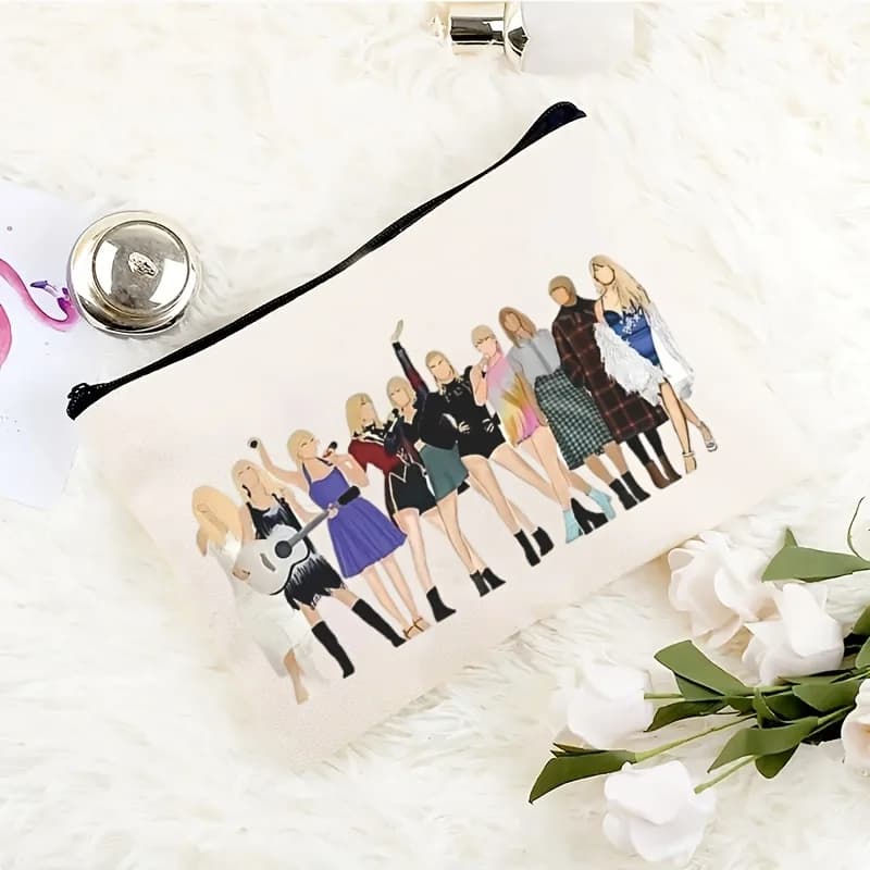 Borsa per cosmetici con motivo Fashion Girl: graziosa borsa multifunzionale con cerniera, borsa per riporre gioielli.
