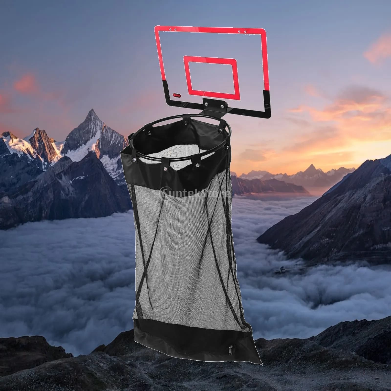 Foldable Hanging Laundry Bag with Hooks Basketball Mesh Laundry Hamper Large Dirty Clothes Basket for Kids Bedroom Dorm