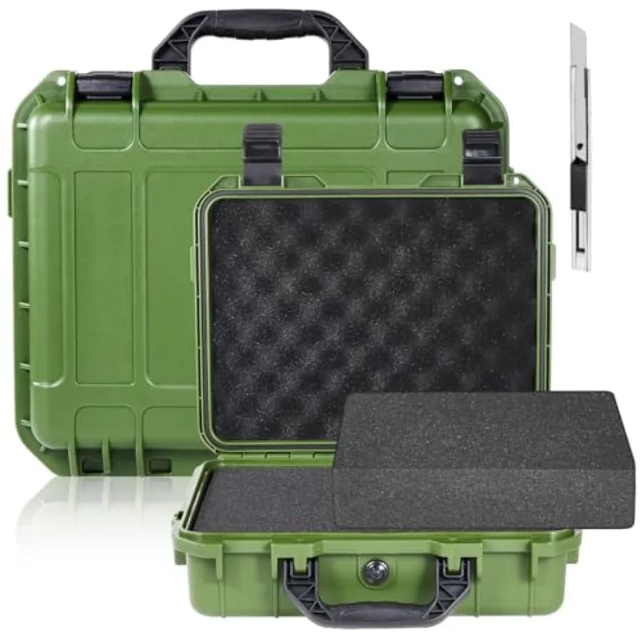 1 Pezzo Valigetta Rigida Impermeabile con Inserto in Schiuma Personalizzabile Fai-da-te, Custodia Protettiva Portatile con Coltello per Fotocamere, Droni e Attrezzature