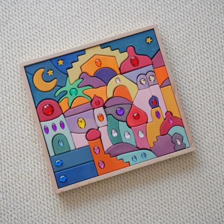 52 Pezzi Blocchi in Legno e Acrilico Trasparenti, Cubi Impilabili, Gioco Creativo in Legno Naturale, Giocattoli Educativi per Moon Bea